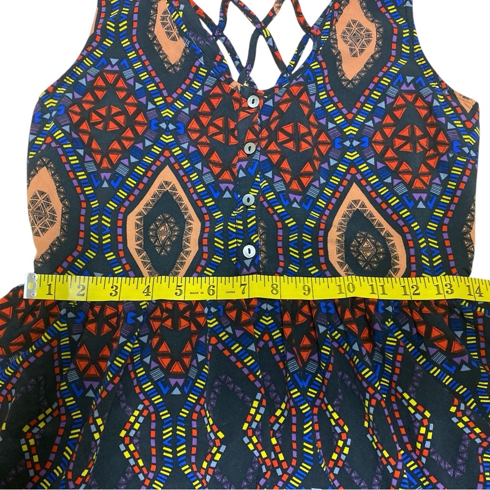 Forever 21 Women’s Multicolor Geometric Print Sundress Size S Lattice Back Boho - Picture 8 of 14